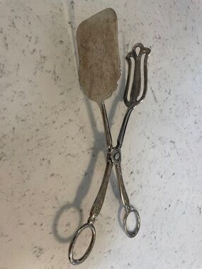 Vintage Silverplate Serving Tongs - Ornate Scissor Design